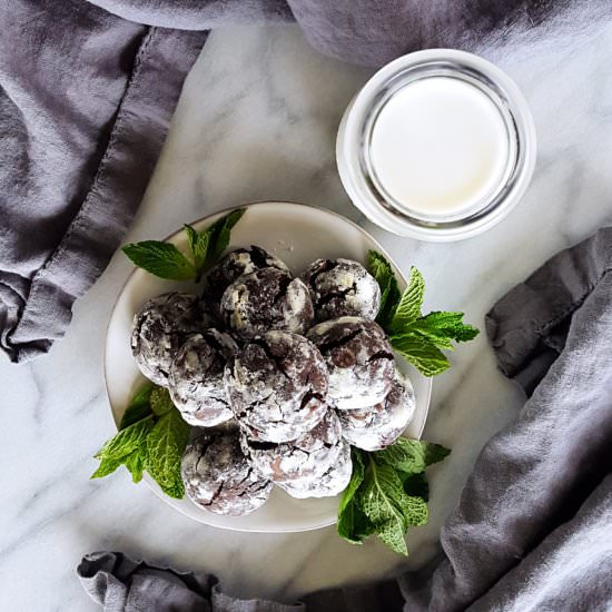 Mint Chocolate Crinkle Cookies