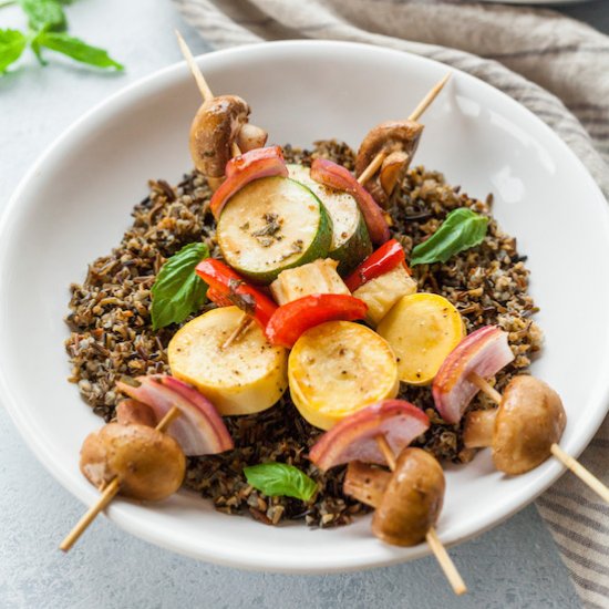 Balsamic Basil Veg Kabobs