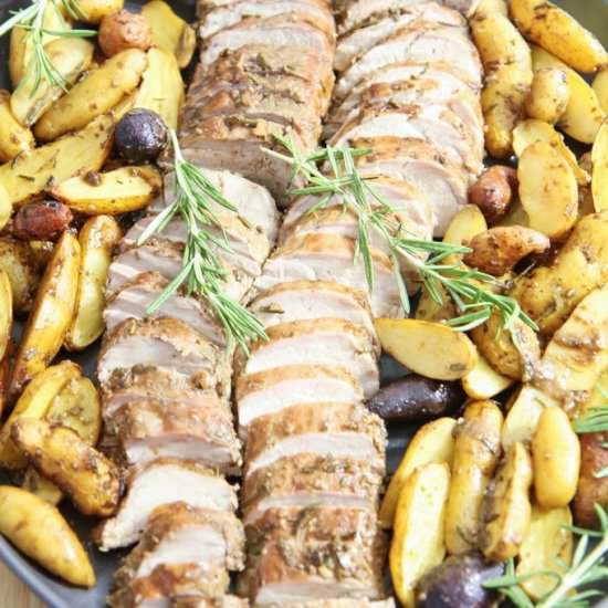 Balsamic Pork Loin Sheet Pan Meal