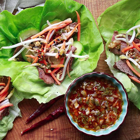 Grilled Flank Steak Lettuce Cups