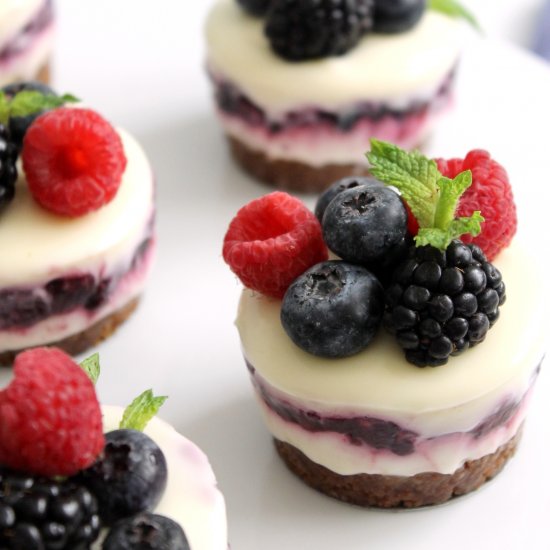 Triple Berry No-Bake Cheesecakes