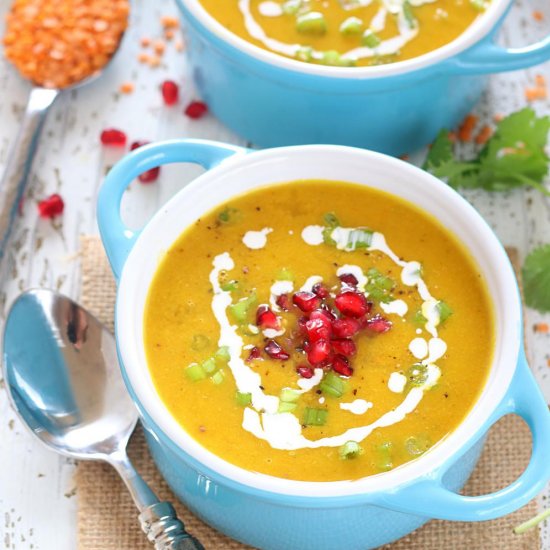 Roasted Butternut Squash and Lentil Soup