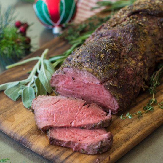 Herb roasted beef tenderloin