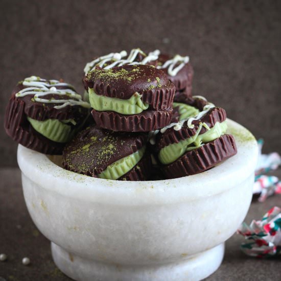 Matcha Peppermint Chocolate Cups