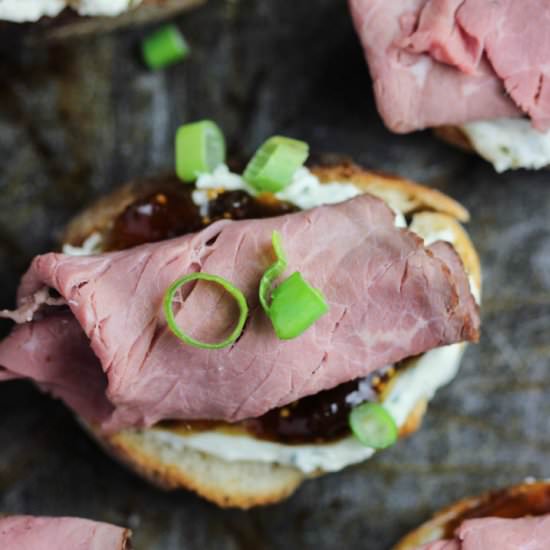 Roast Beef and Fig Jam Crostini