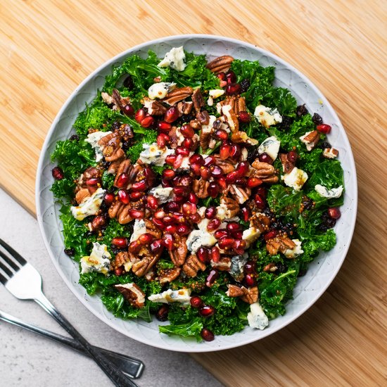 Blue Cheese Kale Salad with Pecans