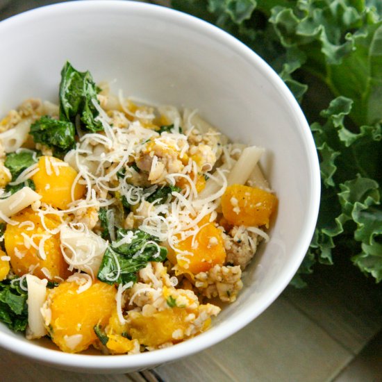 Butternut squash and Kale Pasta