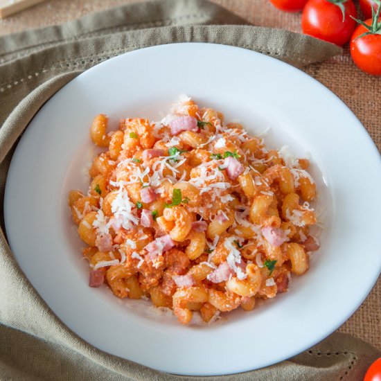 Cellentani with Pancetta & Tomato