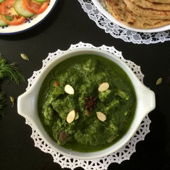 Hara Gobi Masala with Dill Parathas