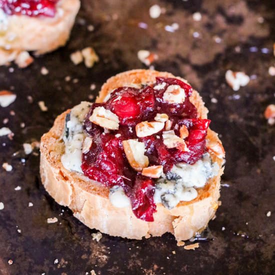 Cranberry, Orange, and Blue Cheese Crostini