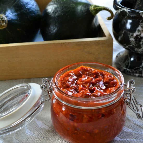 Homemade harissa paste