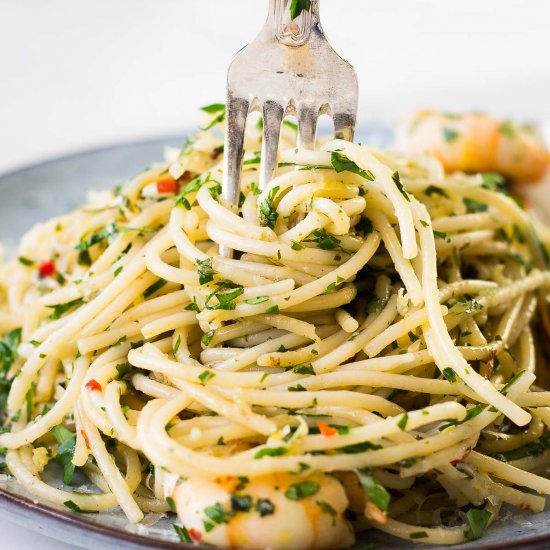 Chilli Garlic Prawn Pasta