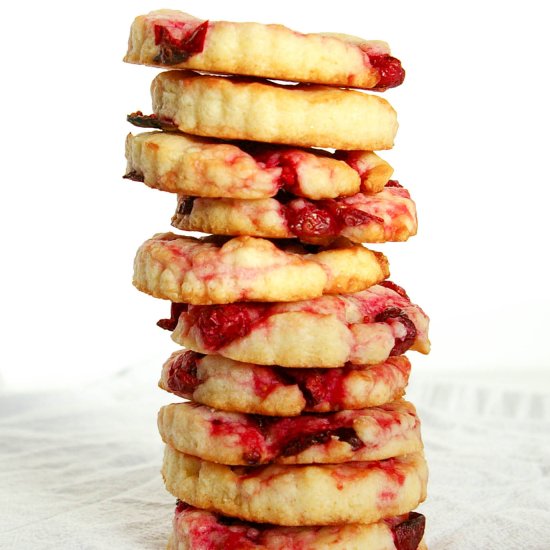 Fresh Cranberry Almond Shortbread Cookies