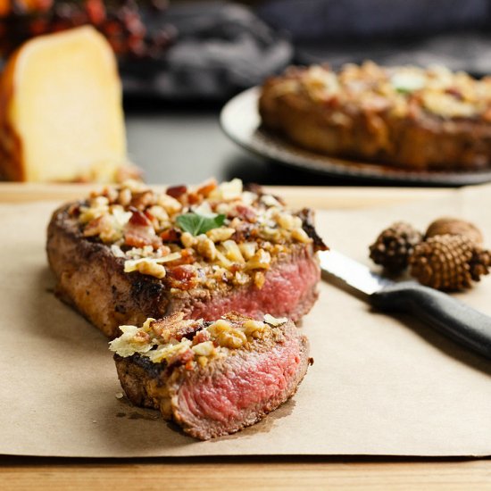 Bacon Cheese Walnut Crusted Steak