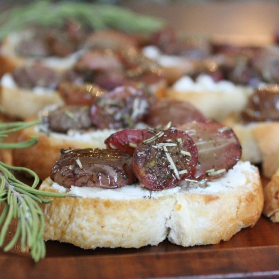 Roasted Grape &Goat Cheese Crostini