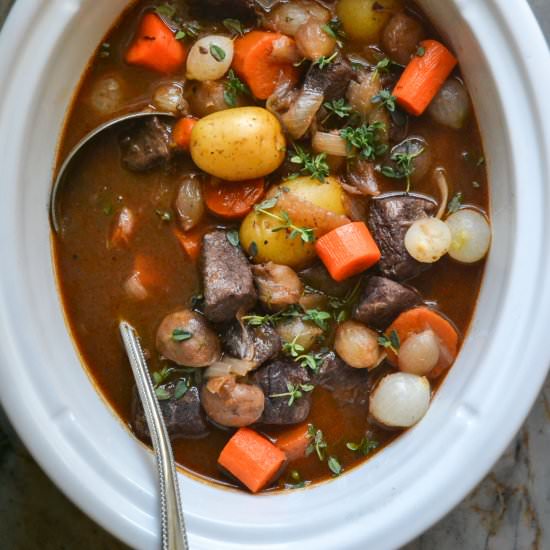 Crock Pot Beef Bourguignon