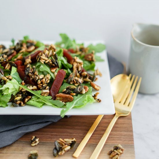 Beet Salad with Maple Candied Seeds