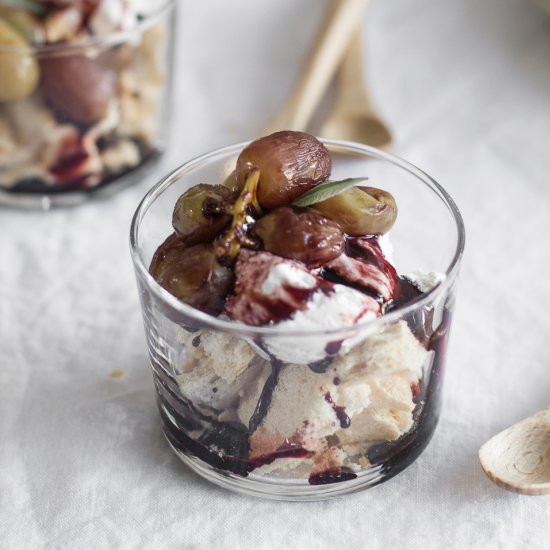 Eaton Mess with Wine Poached Grapes