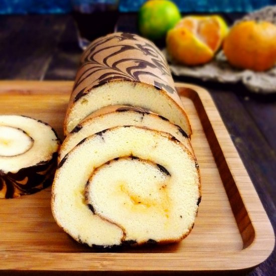 Tangerine orange Roll Cake