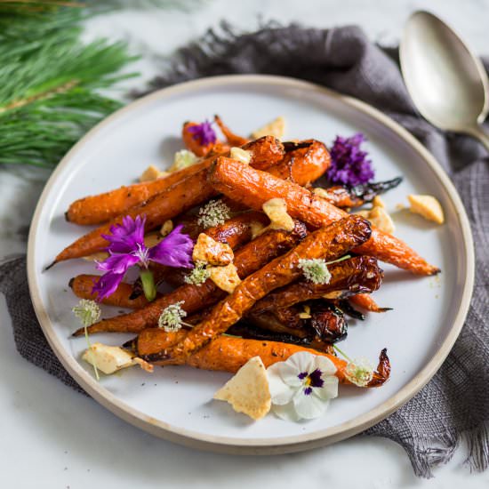 Maple glazed carrots with honeycomb