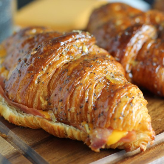 Glazed Ham and Cheese Croissants