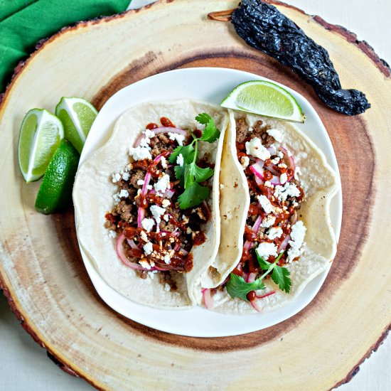 Ancho pork tacos