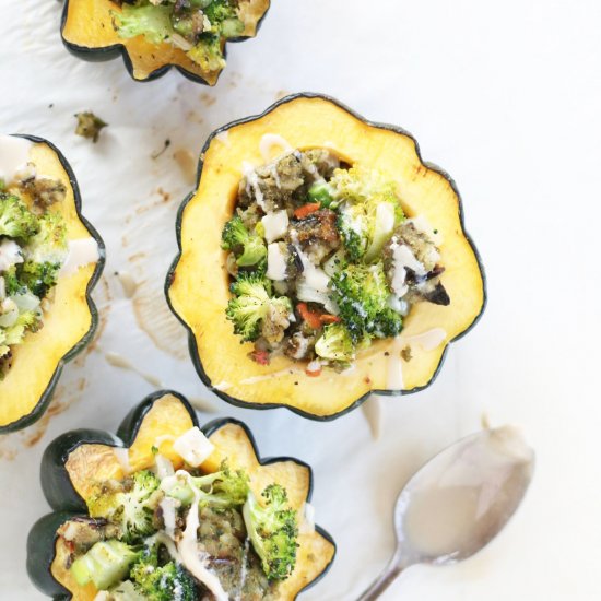 Mushroom Risotto Stuffed Squash