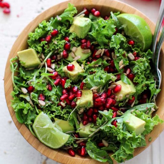 Kale Pomegranate Avocado Salad