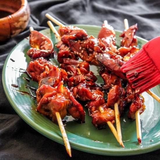 Sticky Bourbon Chicken Skewers