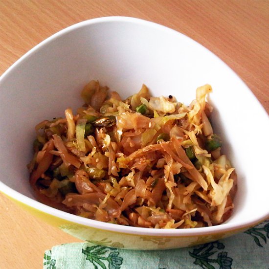 Cabbage Peas with Honey Soy Sauce