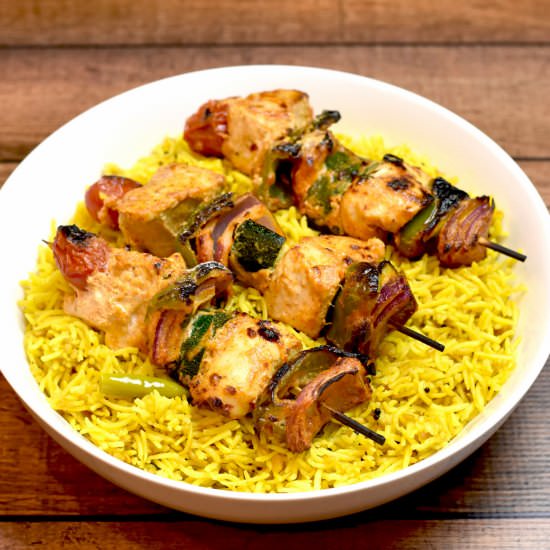 Chicken Skewers with Lemon Rice