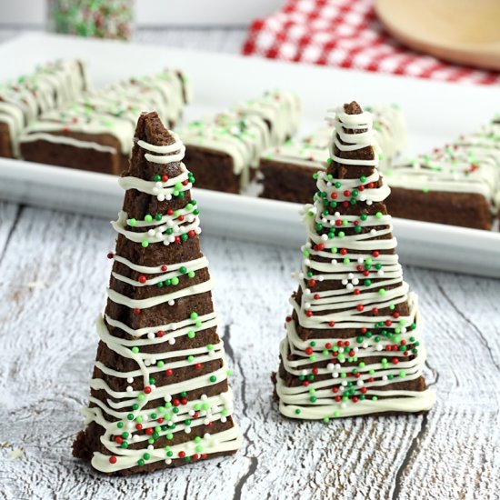 Chocolate Brownie Trees with Mint