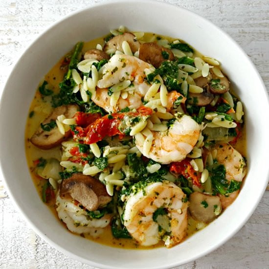 Garlic Orzo Tuscan Shrimp