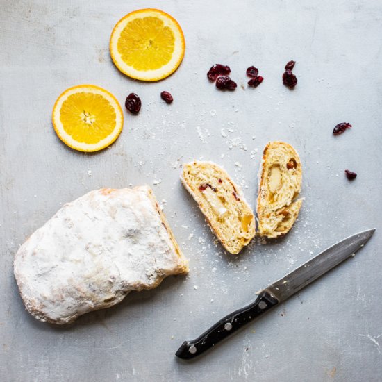 Vegan Stollen with Marzipan Filling