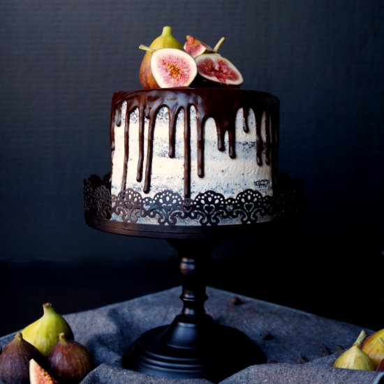 vegan fig chocolate layer cake