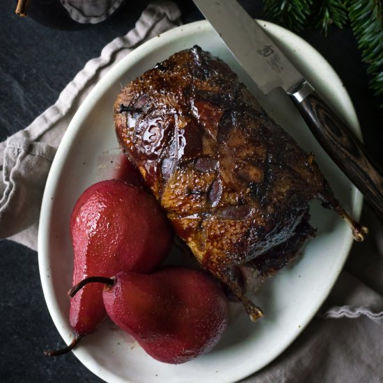 Roasted Duck with Mulled Wine Glaze