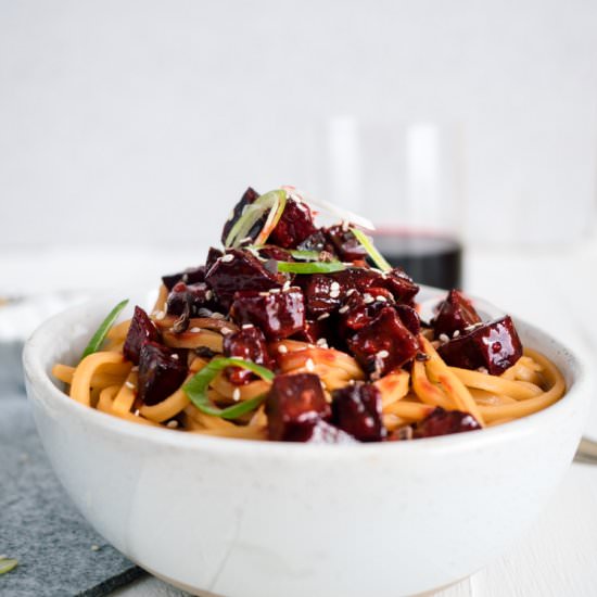 Asian Roasted Beets with Noodles