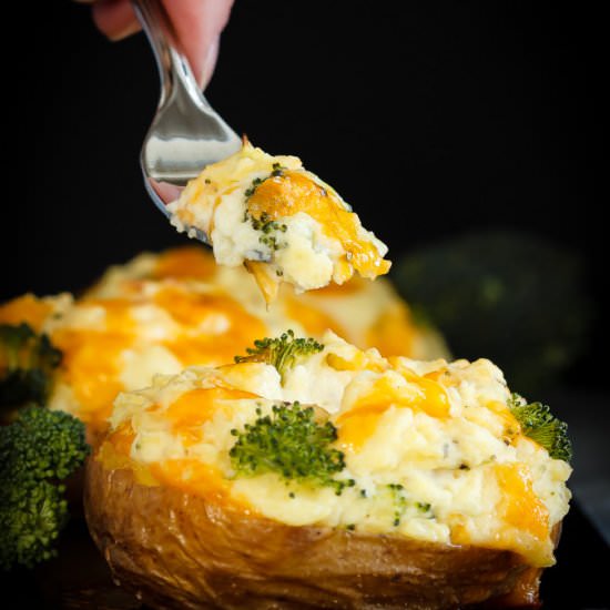 Broccoli Cheddar Stuffed Potatoes