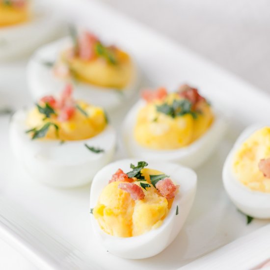 Pancetta filled Deviled Eggs