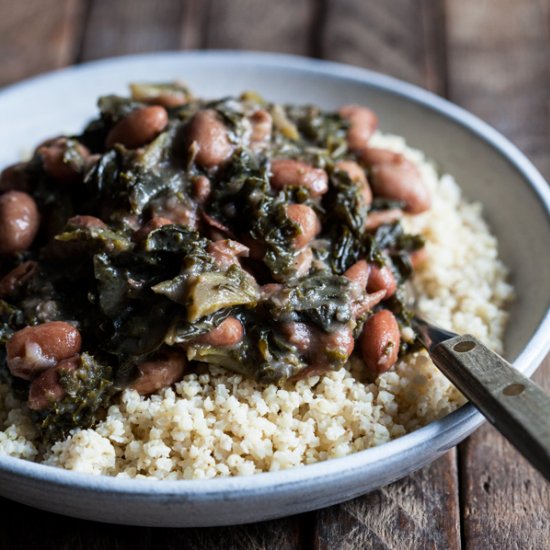 Big Pot of Braised Beans & Kale