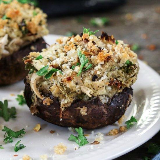 Crabless Vegan Stuffed Mushrooms