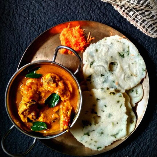 Rice bread & Chicken curry