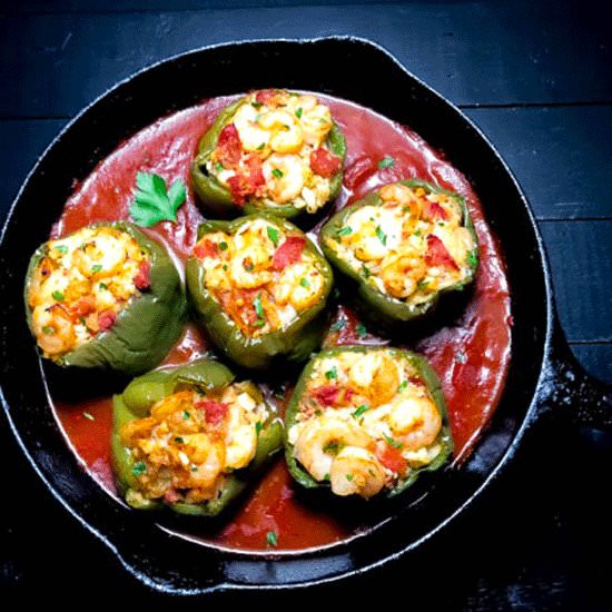 Paleo Creole Shrimp Stuffed Peppers