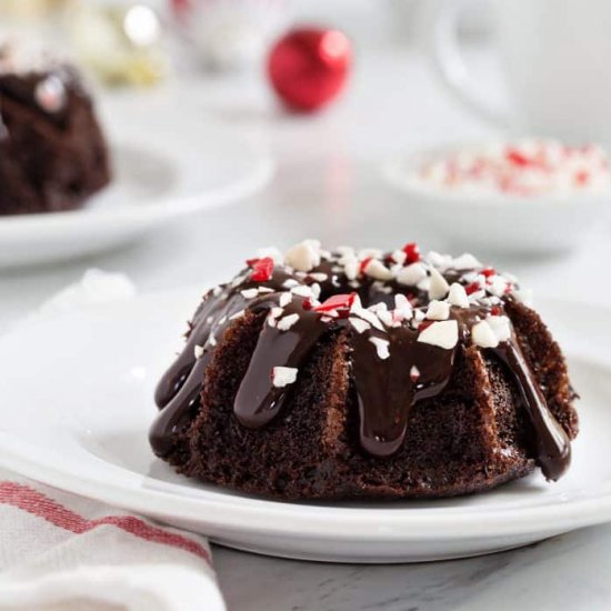 CHOCOLATE PEPPERMINT MINI BUNDT CAK