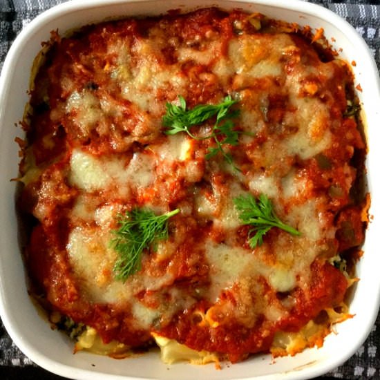 Mushroom-Spinach Macaroni Lasagna