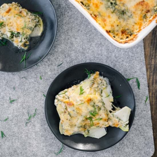 Kohlrabi Gratin with Dill & Mustard