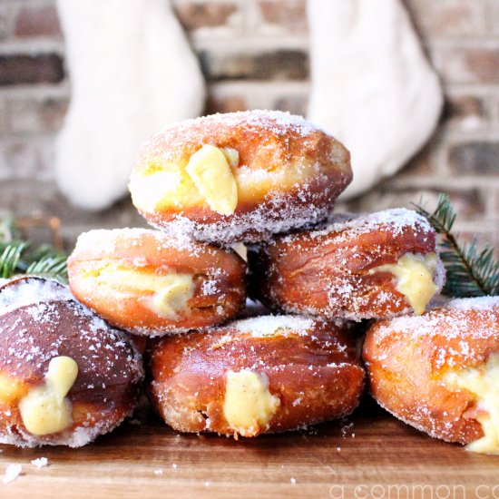 Challah Doughnuts + Egg Nog Custard