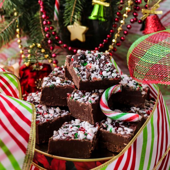 Chocolate Kahlua Peppermint Fudge