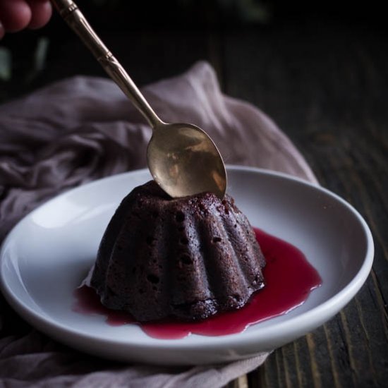 Cherry and chocolate puddings