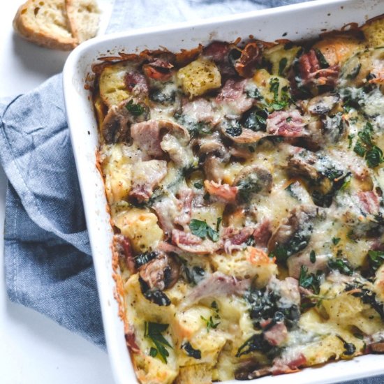 Ham, Mushroom and Spinach Strata